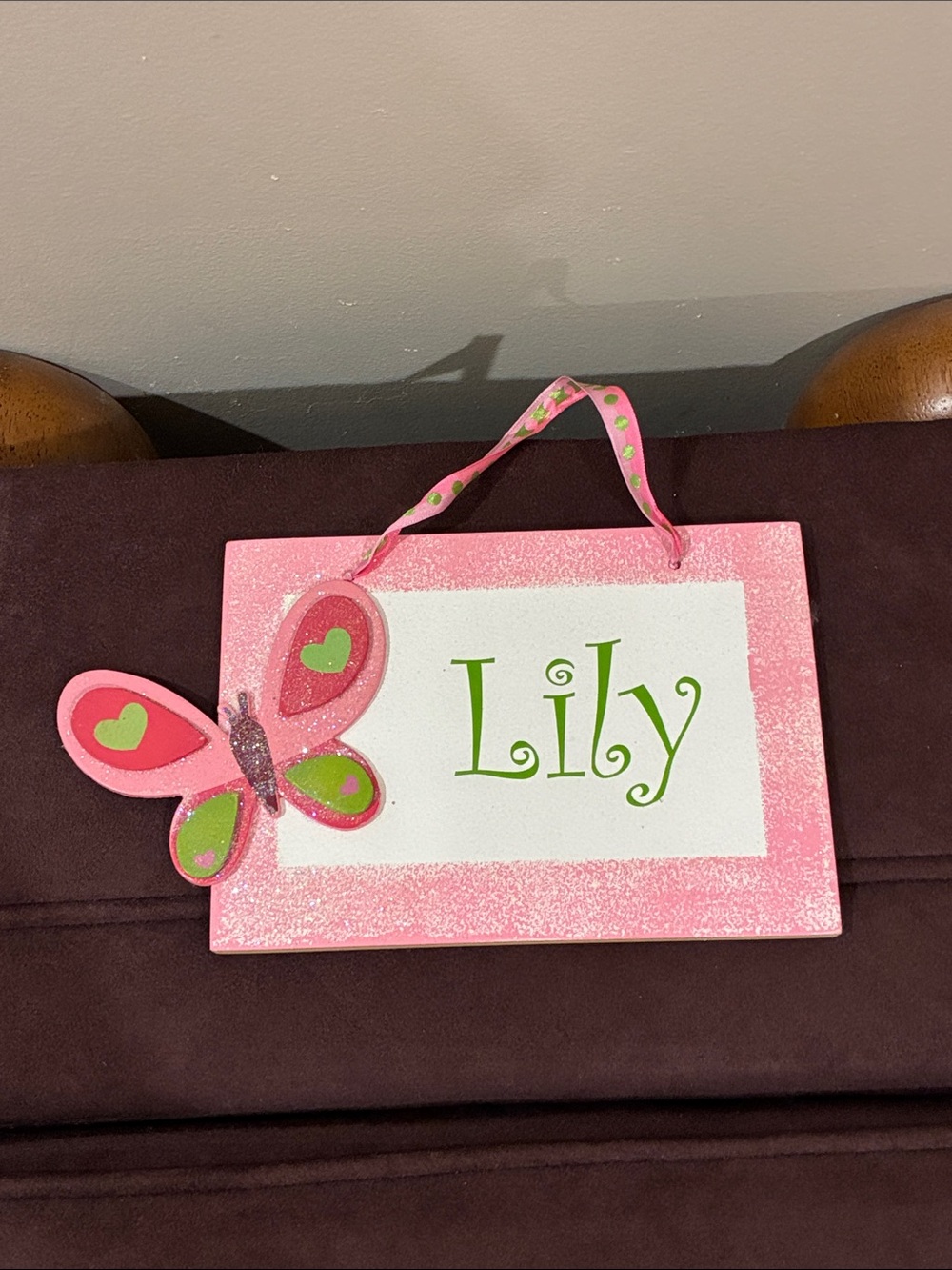 Personalized Pink Butterfly 'Lily' Door Sign